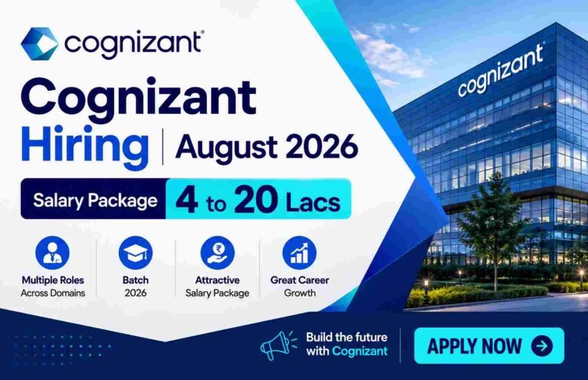 Cognizant Hiring August 2026 | Salary Package 4 to 20 Lacs | Apply Now