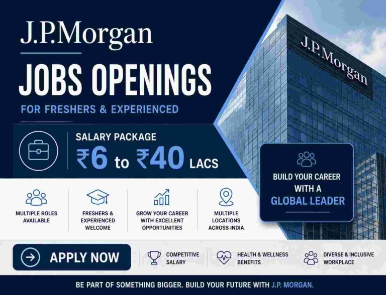 JPMorgan Jobs Openings For Freshers & Experienced | Salary Package 6 to 40 Lacs | Apply Now