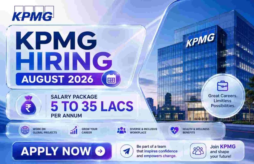 KPMG Hiring August 2026 | Salary Package 5 to 35 Lacs | Apply Now