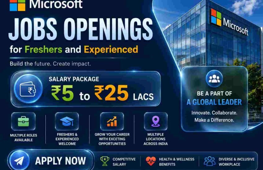 Microsoft Jobs Openings for Freshers and Experienced | Salary Package ₹5 to ₹25 Lacs | Apply Now