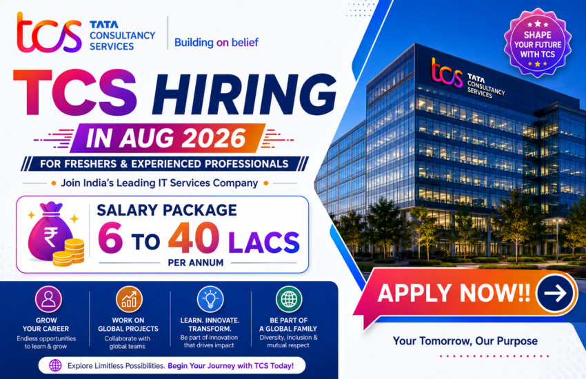TCS Hiring in Aug 2026 | Salary Package 6 to 40 Lacs | Apply Now!!