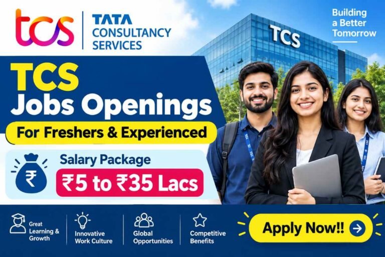 TCS Jobs Openings For Freshers & Experienced | Salary Package ₹5 to ₹35 Lacs | Apply Now!!
