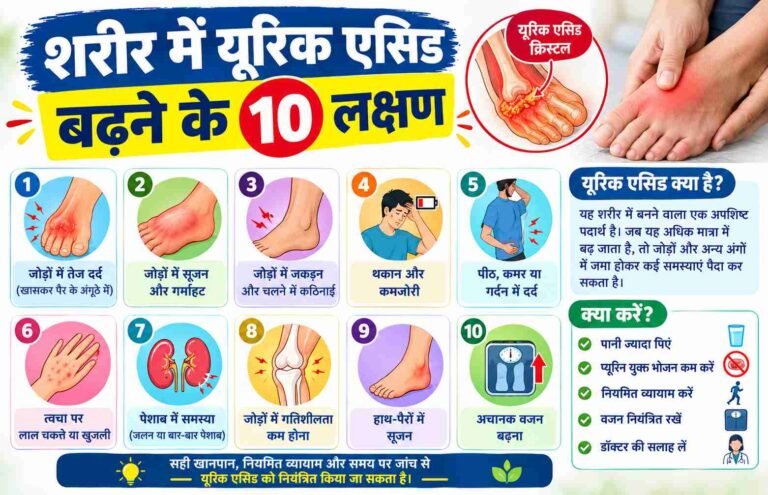 शरीर में यूरिक एसिड बढ़ने के 10 लक्षण-Uric Acid Symptoms in Hindi